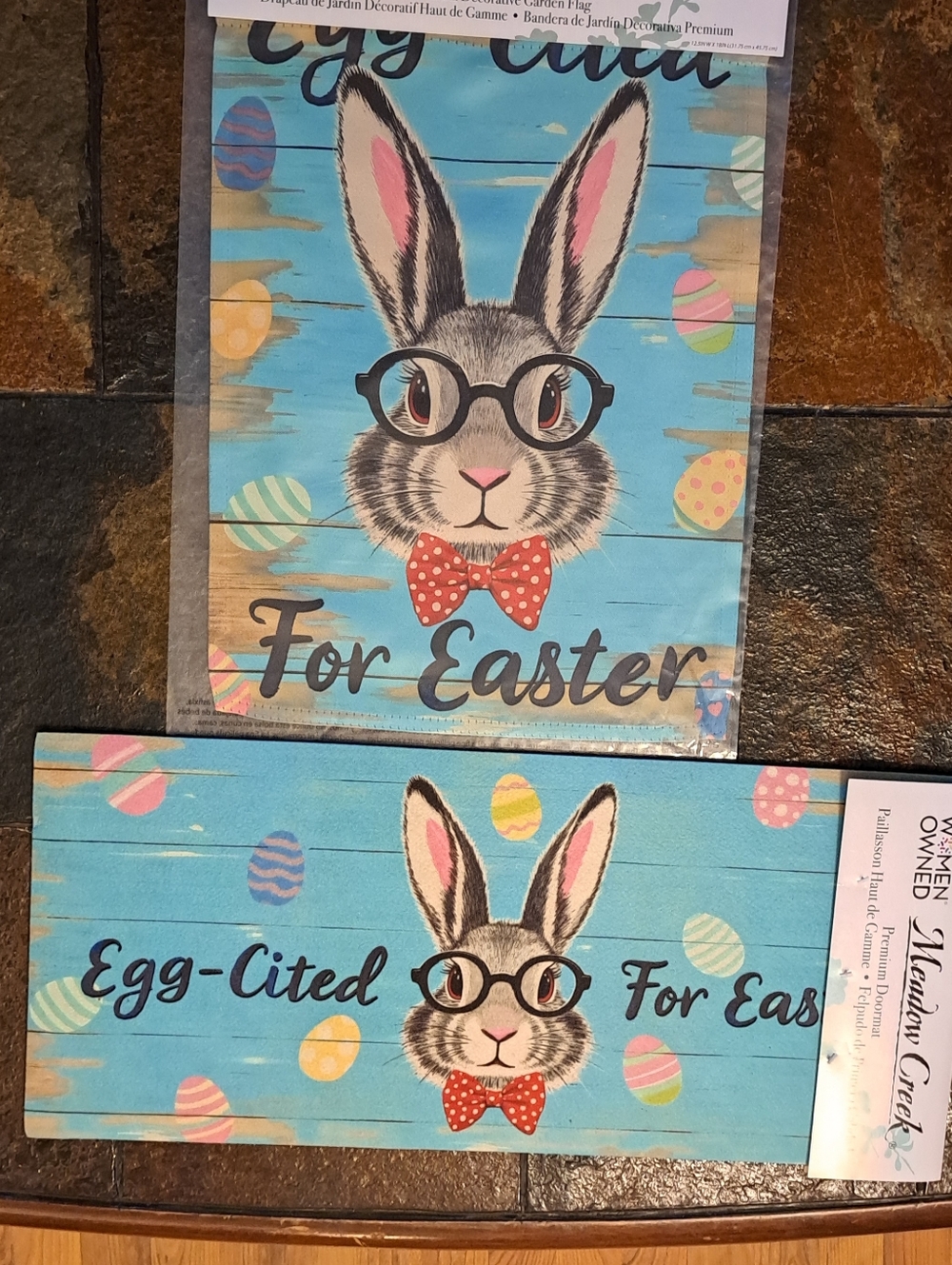 Easter Bunny Wall Sign with Glasses and Polka Dot Bow